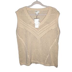 NWT Starling Reine Top Weave Beige mesh sweater vest plus Size woman's small 16